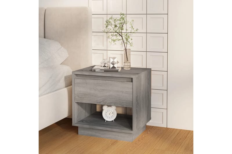 Nattbord 2 stk grå sonoma eik 45x34x44 cm sponplate - Grå - Møbler - Bord - Avlastningsbord - Sengebord & nattbord