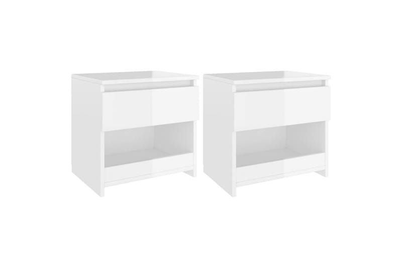 Nattbord 2 stk høyglans hvit 40x30x39 cm sponplate - Hvit - Møbler - Bord - Avlastningsbord - Sengebord & nattbord
