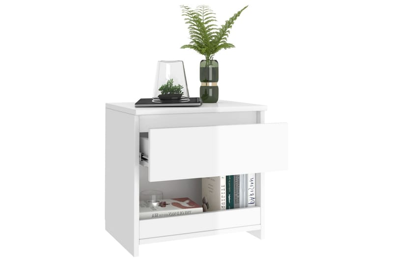 Nattbord 2 stk høyglans hvit 40x30x39 cm sponplate - Hvit - Møbler - Bord - Avlastningsbord - Sengebord & nattbord