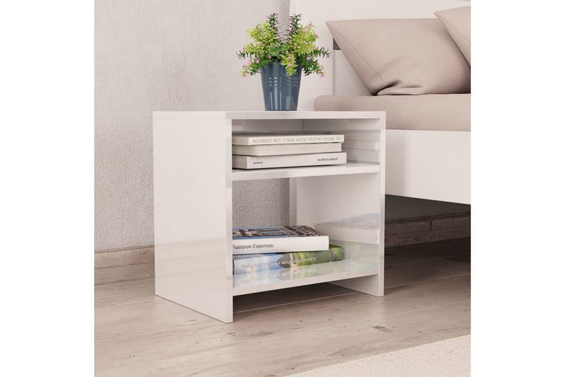 Nattbord 2 stk høyglans hvit 40x30x40 cm sponplate - Hvit - Møbler - Bord - Avlastningsbord - Sengebord & nattbord