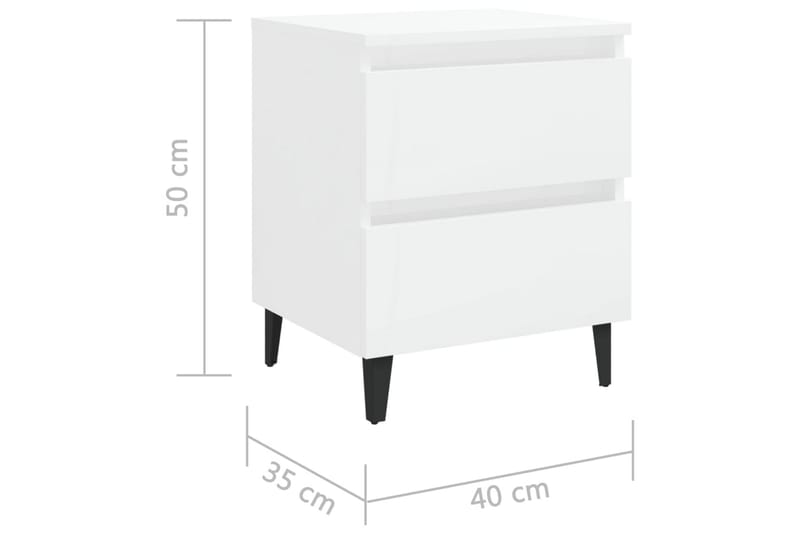 Nattbord 2 stk høyglans hvit 40x35x50 cm sponplate - Hvit - Sengebord & nattbord