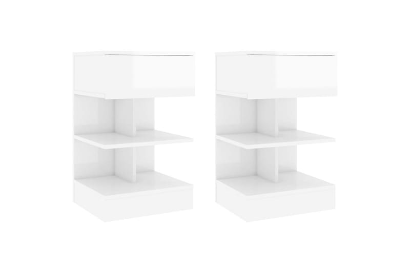 Nattbord 2 stk høyglans hvit 40x35x65 cm sponplate - Hvit - Møbler - Bord - Avlastningsbord - Sengebord & nattbord