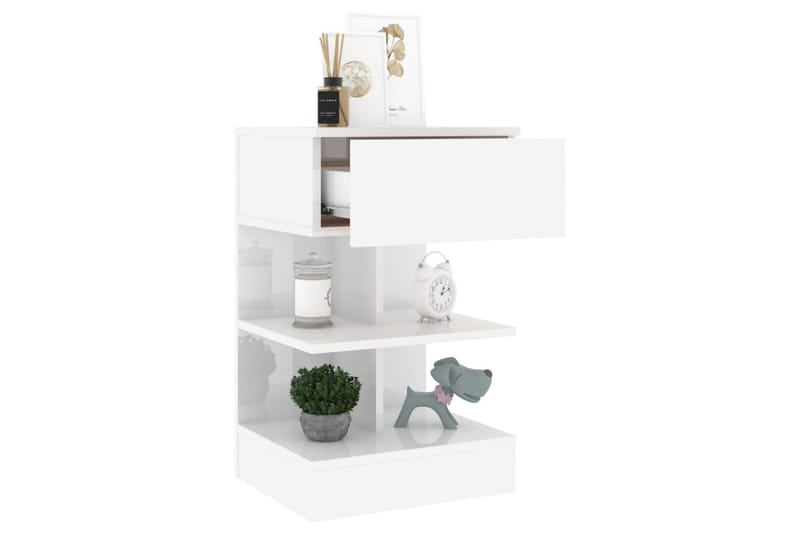 Nattbord 2 stk høyglans hvit 40x35x65 cm sponplate - Hvit - Møbler - Bord - Avlastningsbord - Sengebord & nattbord