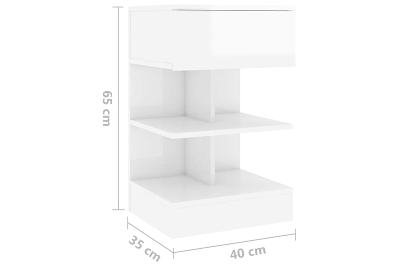 Nattbord 2 stk høyglans hvit 40x35x65 cm sponplate - Hvit - Møbler - Bord - Avlastningsbord - Sengebord & nattbord