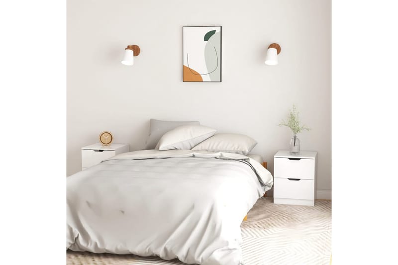 Nattbord 2 stk høyglans hvit 40x40x50 cm sponplate - Hvit - Møbler - Bord - Avlastningsbord - Sengebord & nattbord