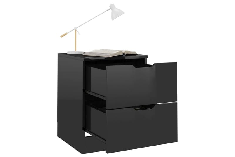 Nattbord 2 stk høyglans svart 40x40x50 cm sponplate - Svart - Sengebord & nattbord