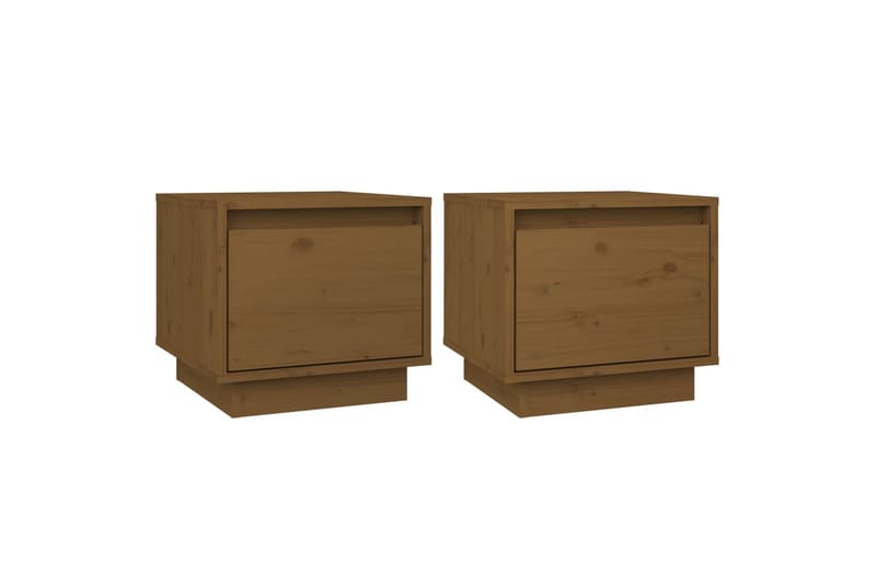 Nattbord 2 stk honningbrun 35x34x32 cm heltre furu - Brun - Møbler - Bord - Avlastningsbord - Sengebord & nattbord
