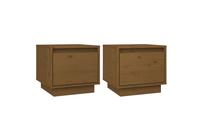 Nattbord 2 stk honningbrun 35x34x32 cm heltre furu - Brun - Sengebord & nattbord