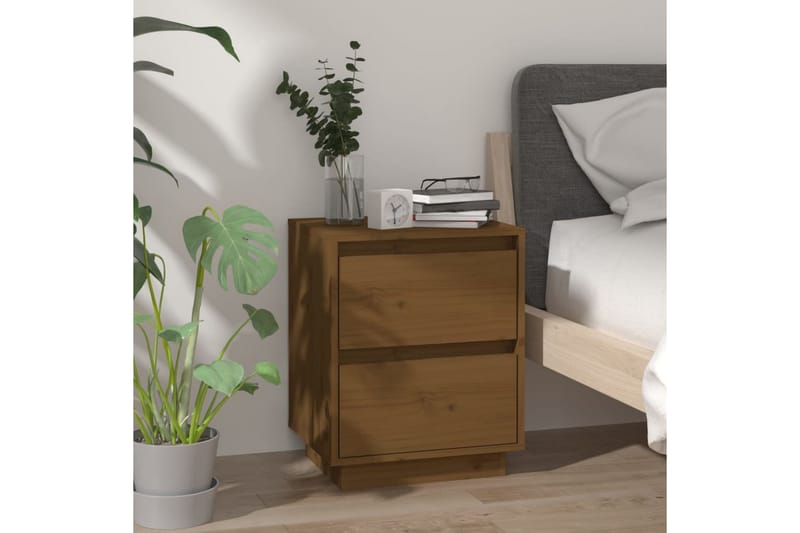 Nattbord 2 stk honningbrun 40x35x50 cm heltre furu - Brun - Møbler - Bord - Avlastningsbord - Sengebord & nattbord