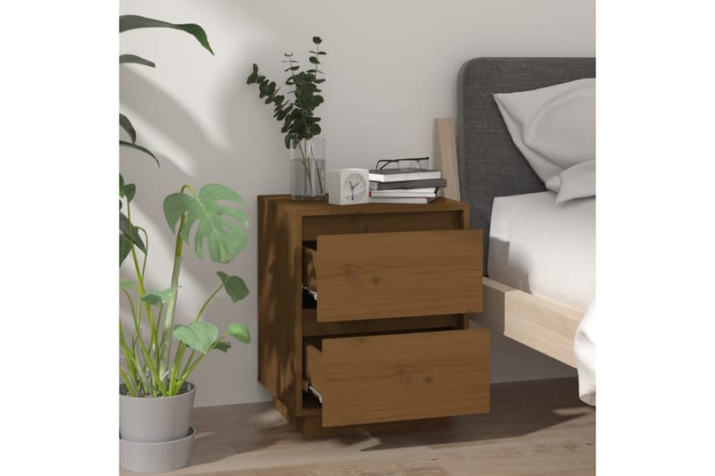 Nattbord 2 stk honningbrun 40x35x50 cm heltre furu - Brun - Møbler - Bord - Avlastningsbord - Sengebord & nattbord