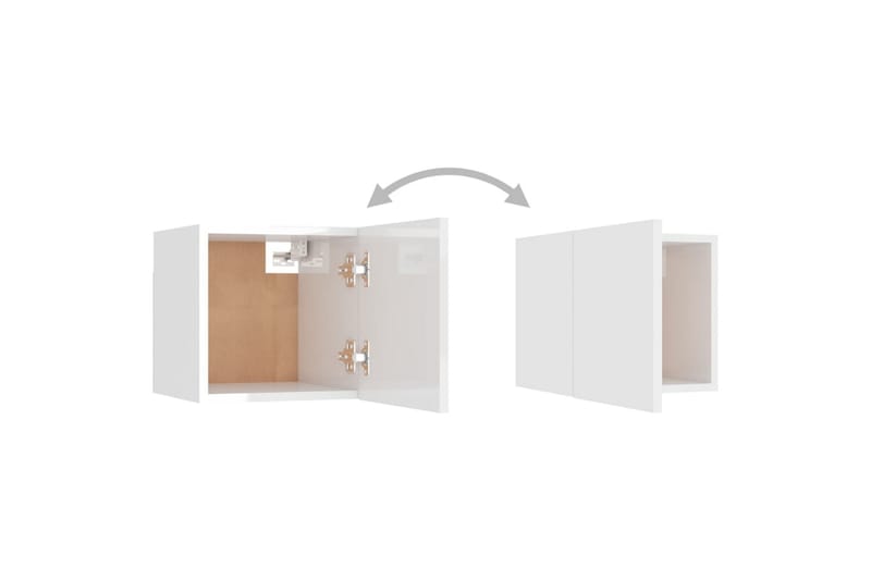 Nattbord 2 stk höyglans hvit 30,5x30x30 cm sponplate - Hvit - Møbler - Bord - Avlastningsbord - Sengebord & nattbord