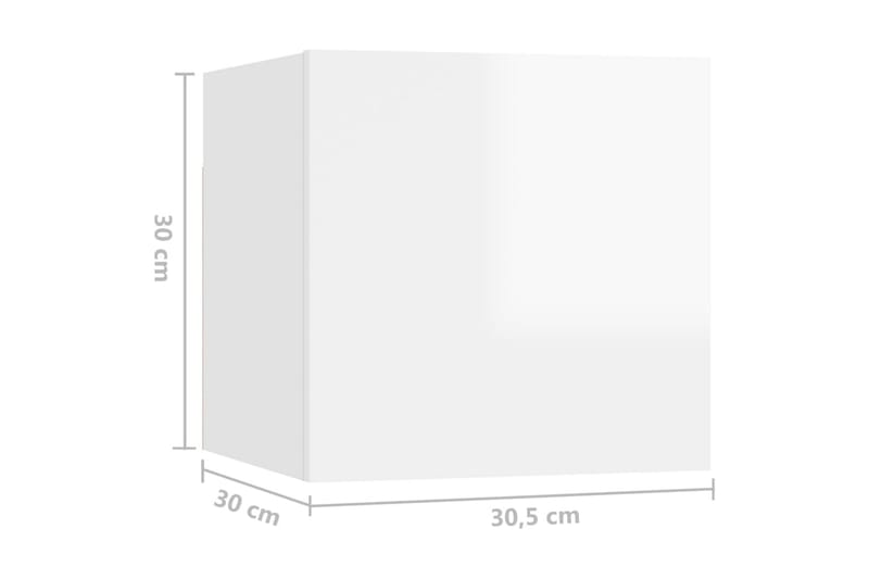 Nattbord 2 stk höyglans hvit 30,5x30x30 cm sponplate - Hvit - Møbler - Bord - Avlastningsbord - Sengebord & nattbord