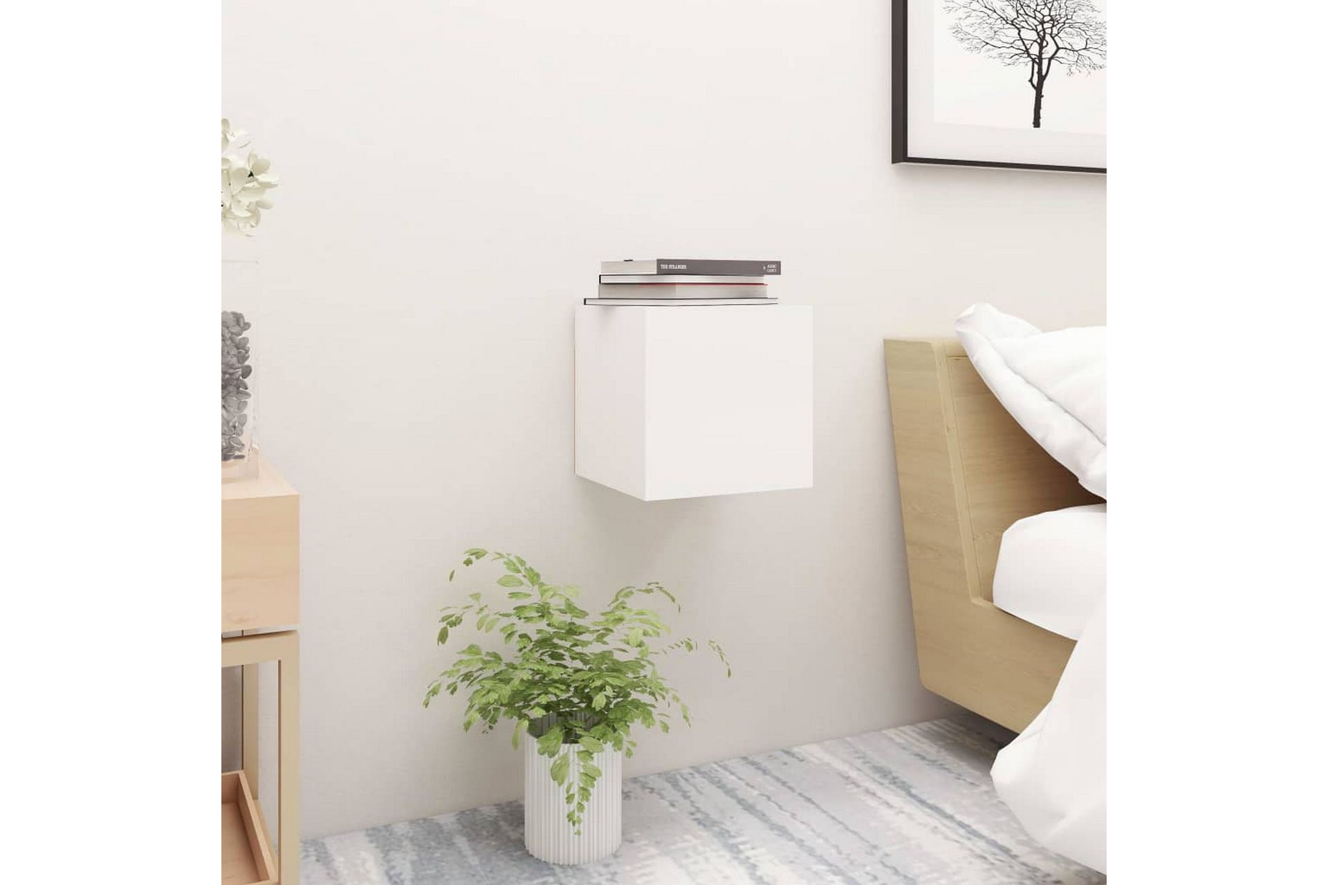 Nattbord 2 stk hvit 30,5x30x30 cm sponplate - Hvit - Møbler - Bord - Avlastningsbord - Sengebord & nattbord