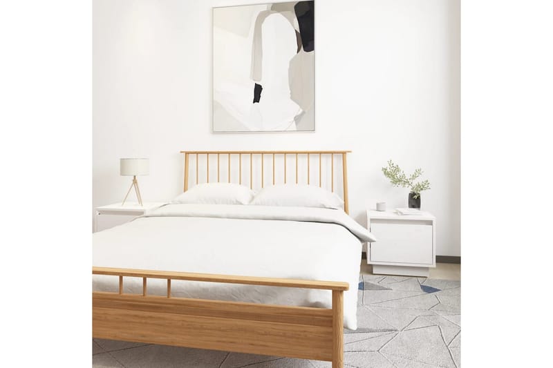 Nattbord 2 stk hvit 35x34x32 cm heltre furu - Hvit - Møbler - Bord - Avlastningsbord - Sengebord & nattbord