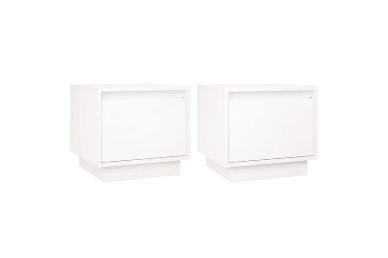 Nattbord 2 stk hvit 35x34x32 cm heltre furu - Hvit - Sengebord & nattbord