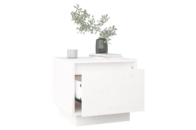 Nattbord 2 stk hvit 35x34x32 cm heltre furu - Hvit - Sengebord & nattbord