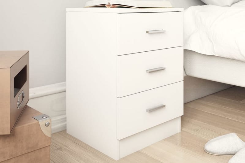 Nattbord 2 stk hvit 38x35x56 cm sponplate - Hvit - Møbler - Bord - Avlastningsbord - Sengebord & nattbord