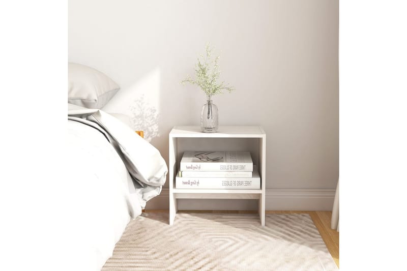 Nattbord 2 stk hvit 40x30,5x40 cm heltre furu - Hvit - Møbler - Bord - Avlastningsbord - Sengebord & nattbord
