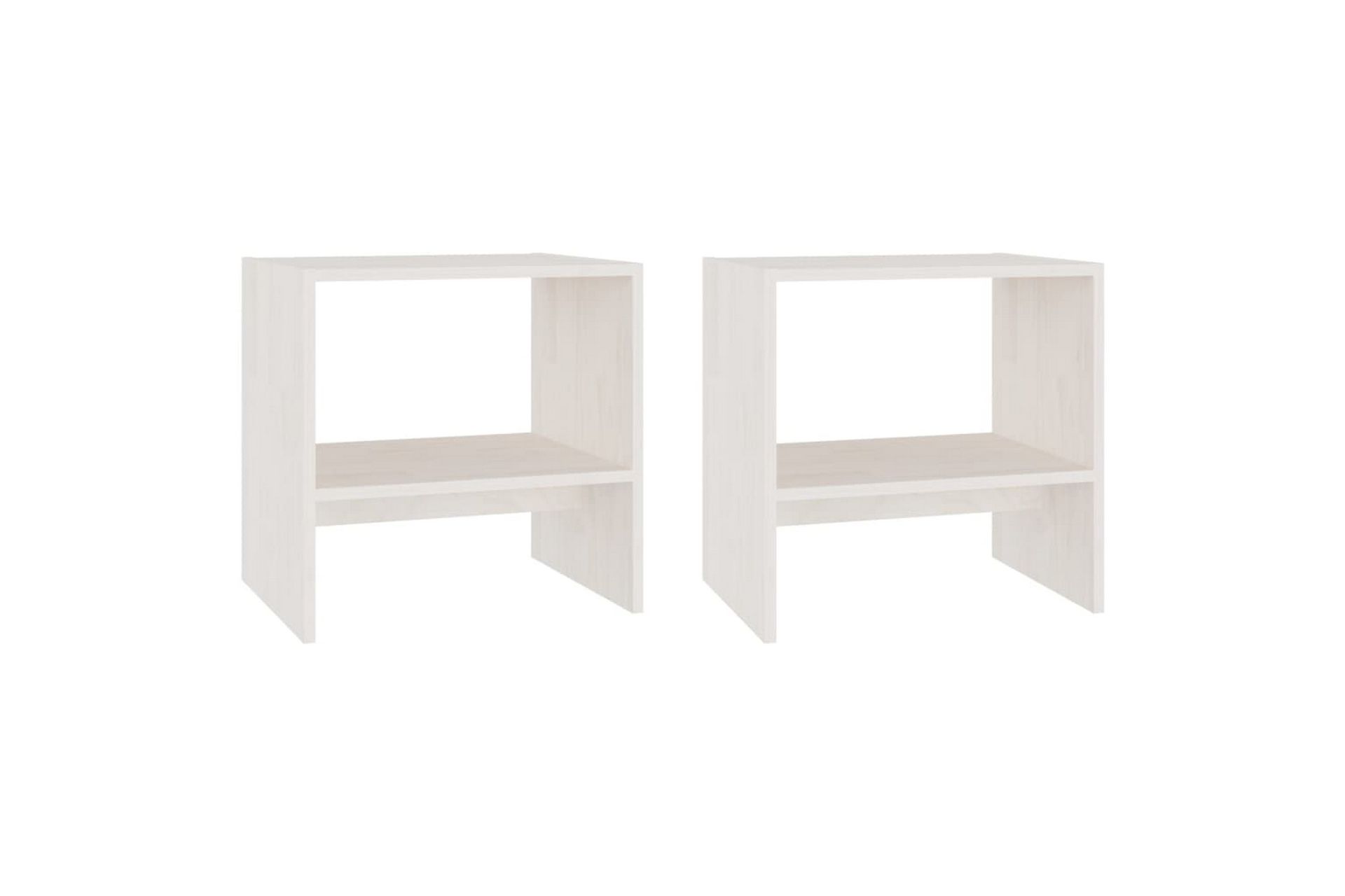 Nattbord 2 stk hvit 40x30,5x40 cm heltre furu - Hvit - Møbler - Bord - Avlastningsbord - Sengebord & nattbord