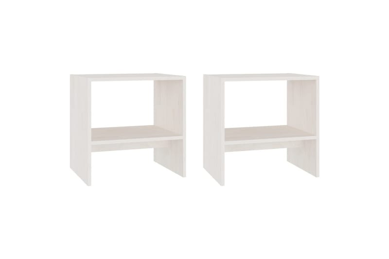Nattbord 2 stk hvit 40x30,5x40 cm heltre furu - Hvit - Møbler - Bord - Avlastningsbord - Sengebord & nattbord
