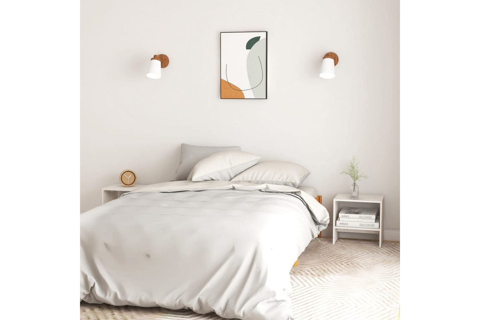 Nattbord 2 stk hvit 40x30,5x40 cm heltre furu - Hvit - Møbler - Bord - Avlastningsbord - Sengebord & nattbord