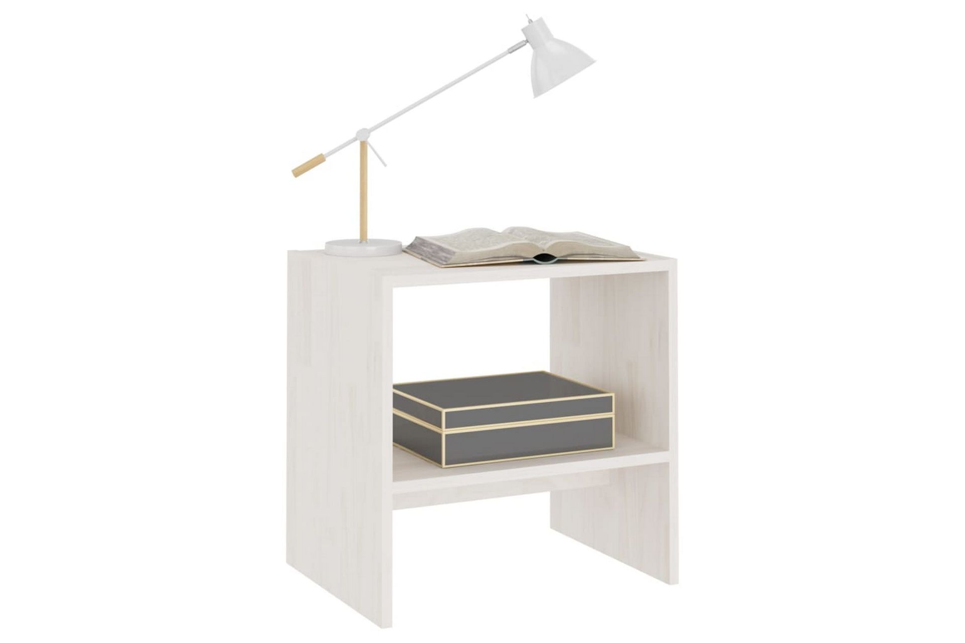 Nattbord 2 stk hvit 40x30,5x40 cm heltre furu - Hvit - Møbler - Bord - Avlastningsbord - Sengebord & nattbord