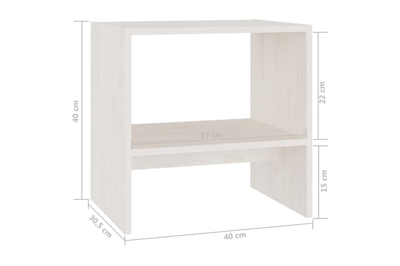 Nattbord 2 stk hvit 40x30,5x40 cm heltre furu - Hvit - Sengebord & nattbord
