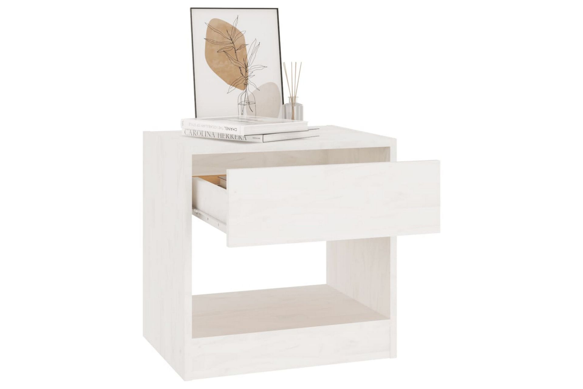 Nattbord 2 stk hvit 40x31x40 cm heltre furu - Hvit - Møbler - Bord - Avlastningsbord - Sengebord & nattbord