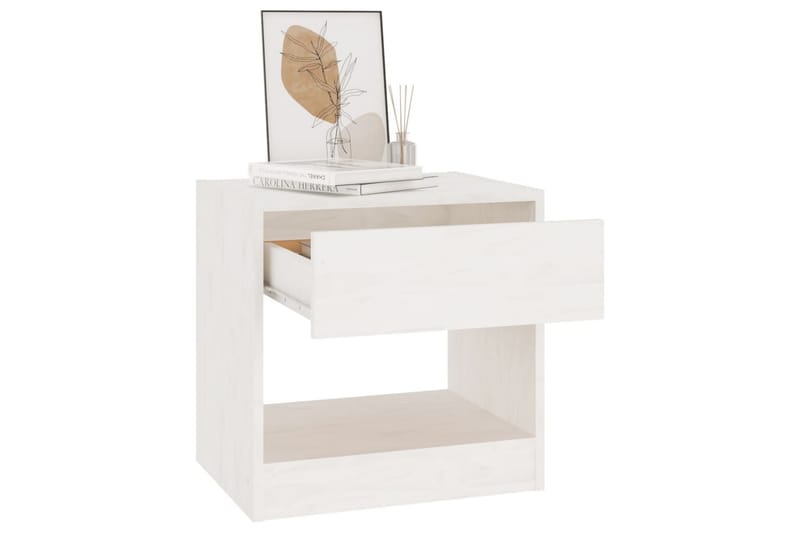 Nattbord 2 stk hvit 40x31x40 cm heltre furu - Hvit - Sengebord & nattbord