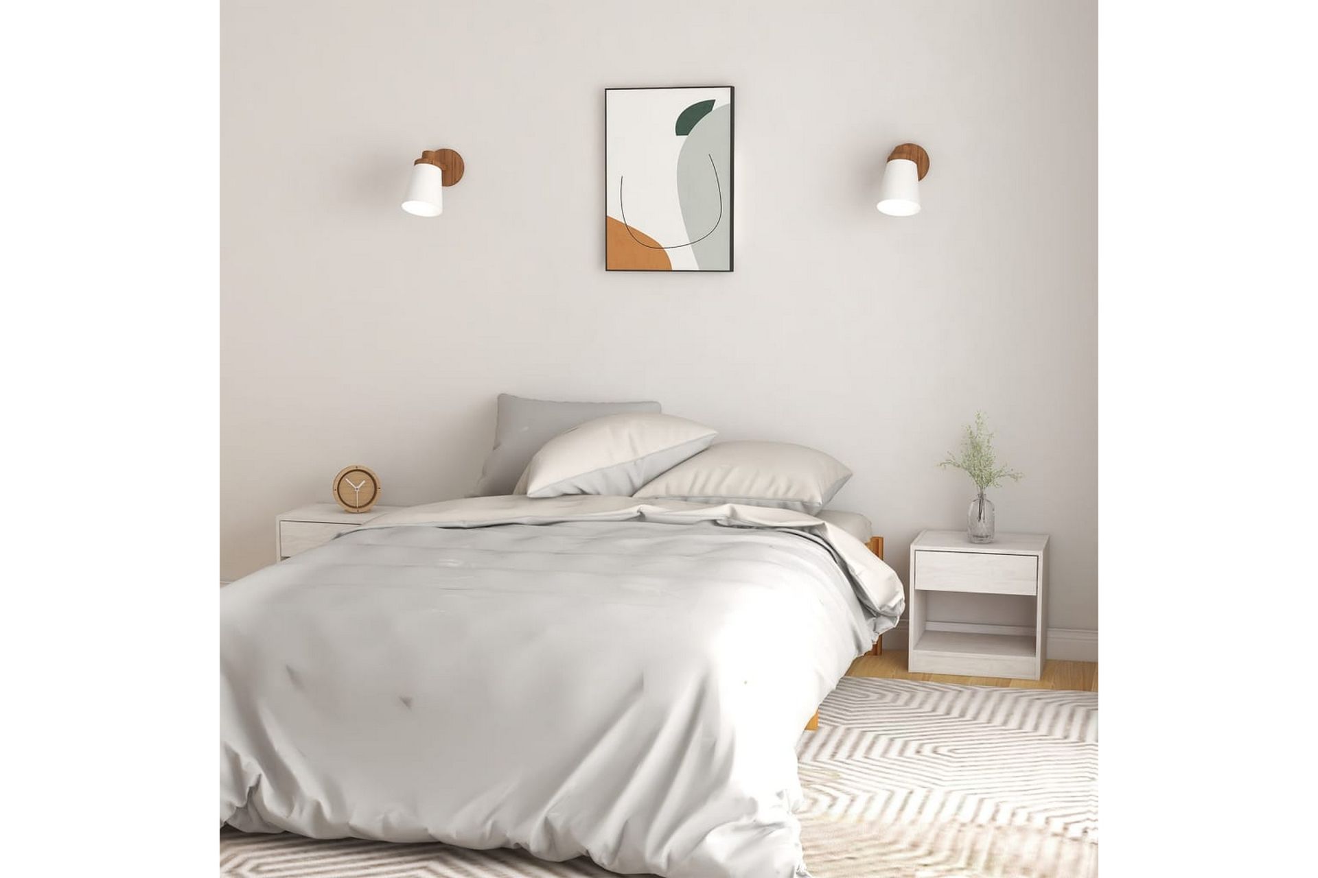 Nattbord 2 stk hvit 40x31x40 cm heltre furu - Hvit - Møbler - Bord - Avlastningsbord - Sengebord & nattbord