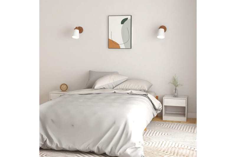 Nattbord 2 stk hvit 40x31x40 cm heltre furu - Hvit - Møbler - Bord - Avlastningsbord - Sengebord & nattbord