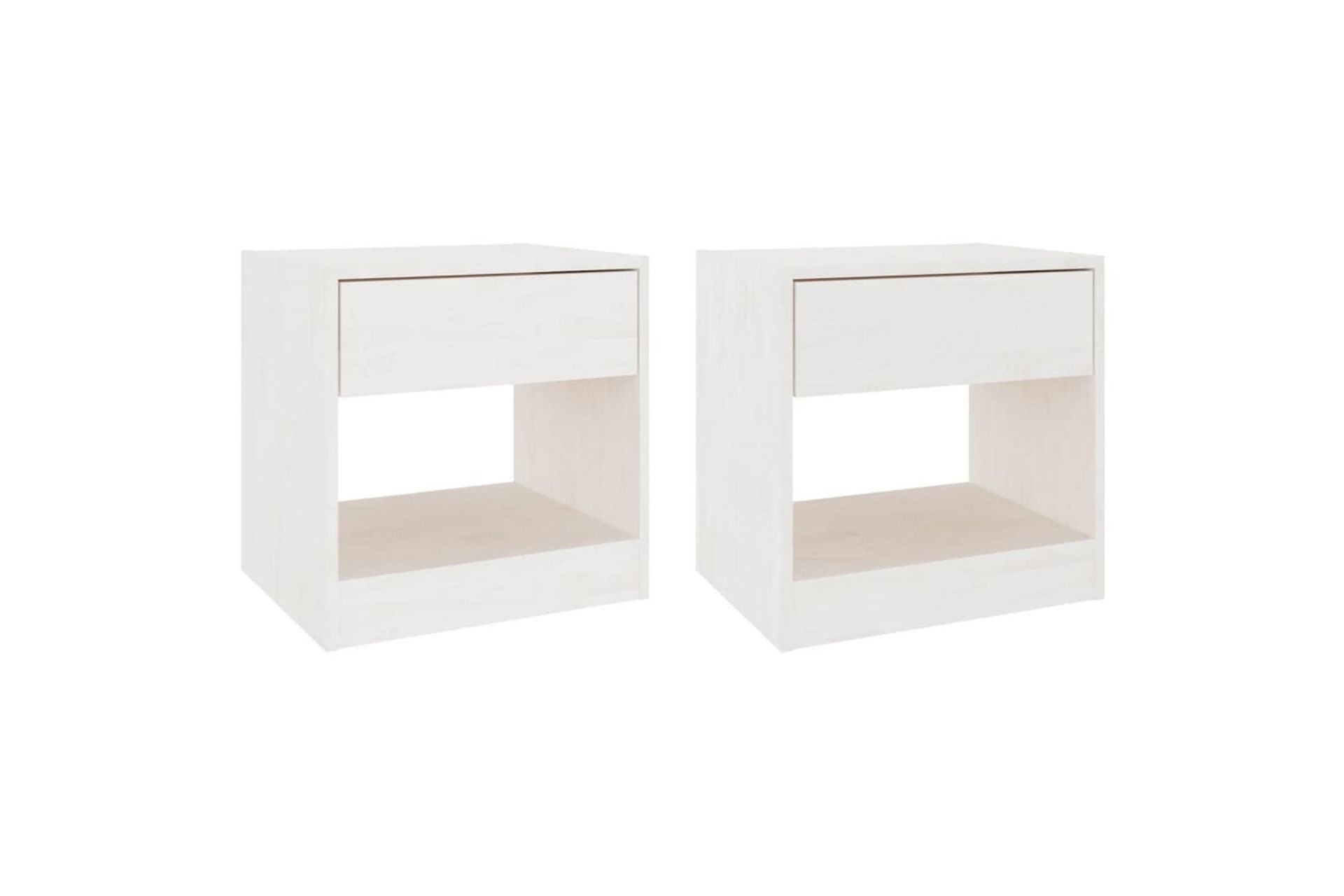 Nattbord 2 stk hvit 40x31x40 cm heltre furu - Hvit - Møbler - Bord - Avlastningsbord - Sengebord & nattbord