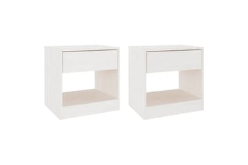 Nattbord 2 stk hvit 40x31x40 cm heltre furu - Hvit - Møbler - Bord - Avlastningsbord - Sengebord & nattbord