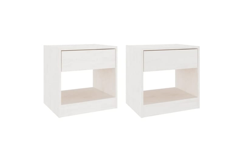 Nattbord 2 stk hvit 40x31x40 cm heltre furu - Hvit - Møbler - Bord - Avlastningsbord - Sengebord & nattbord