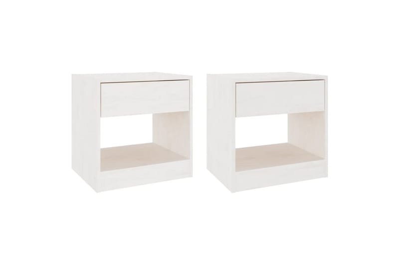 Nattbord 2 stk hvit 40x31x40 cm heltre furu - Hvit - Sengebord & nattbord