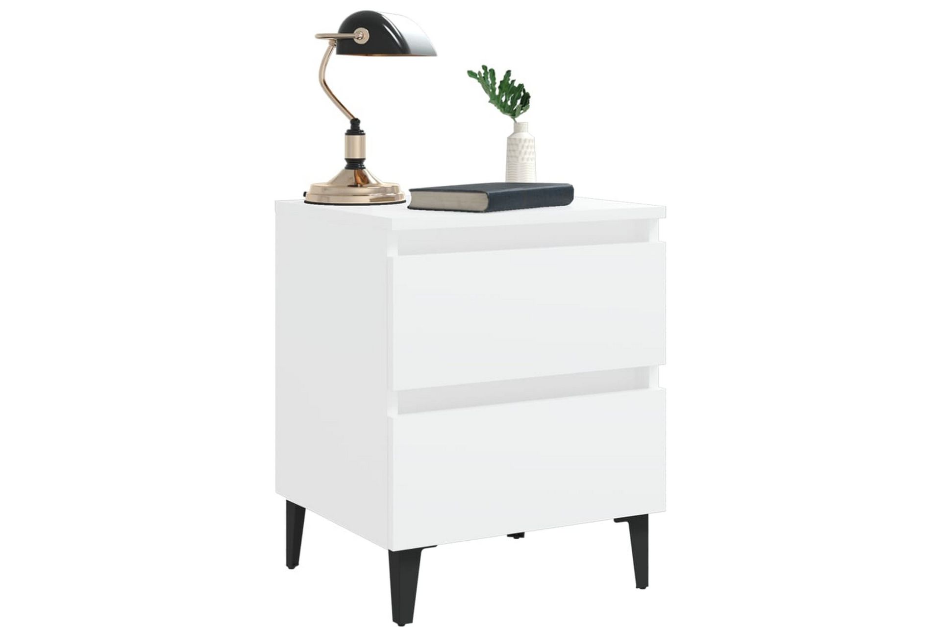 Nattbord 2 stk hvit 40x35x50 cm sponplate - Hvit - Møbler - Bord - Avlastningsbord - Sengebord & nattbord