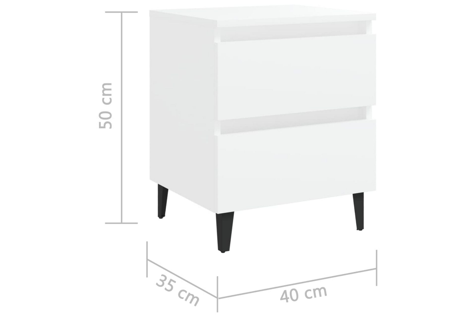 Nattbord 2 stk hvit 40x35x50 cm sponplate - Hvit - Møbler - Bord - Avlastningsbord - Sengebord & nattbord