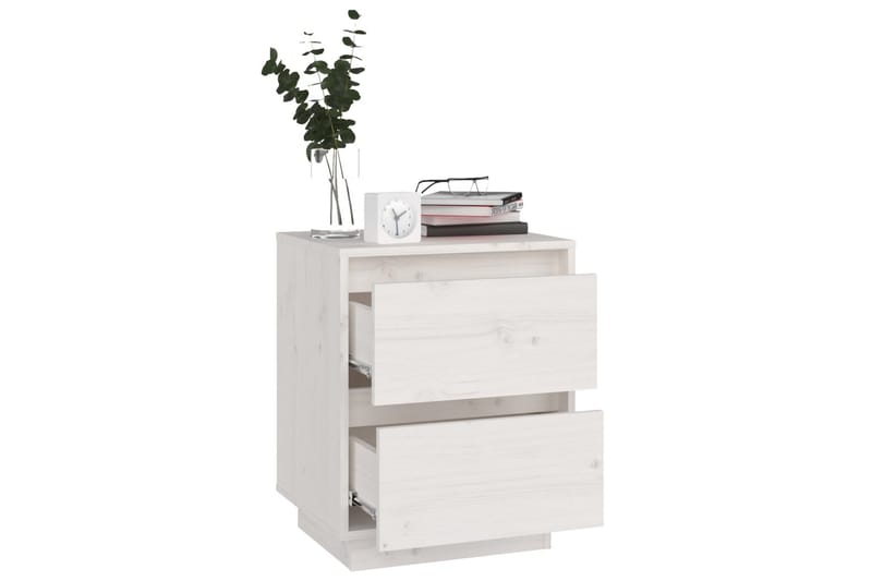 Nattbord 2 stk hvit 40x35x50 heltre furu - Hvit - Møbler - Bord - Avlastningsbord - Sengebord & nattbord