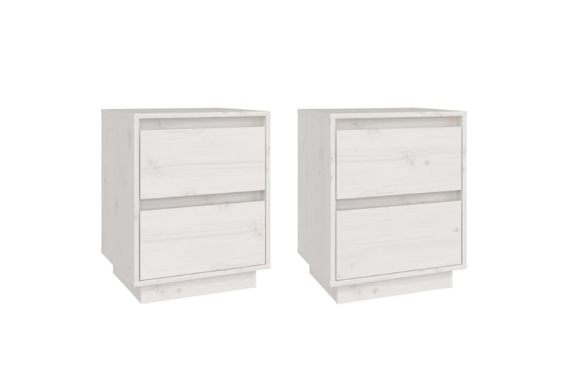 Nattbord 2 stk hvit 40x35x50 heltre furu - Hvit - Møbler - Bord - Avlastningsbord - Sengebord & nattbord