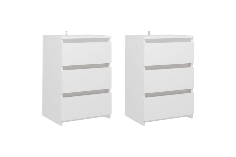 Nattbord 2 stk hvit 40x35x62,5 cm sponplate - Hvit - Møbler - Bord - Avlastningsbord - Sengebord & nattbord