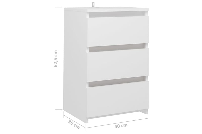 Nattbord 2 stk hvit 40x35x62,5 cm sponplate - Hvit - Møbler - Bord - Avlastningsbord - Sengebord & nattbord