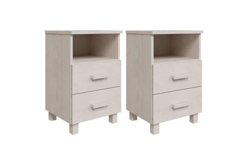 Nattbord 2 stk hvit 40x35x62 cm heltre furu - Hvit - Sengebord & nattbord