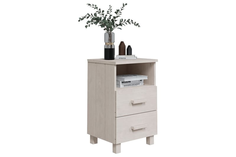 Nattbord 2 stk hvit 40x35x62 cm heltre furu - Hvit - Møbler - Bord - Avlastningsbord - Sengebord & nattbord