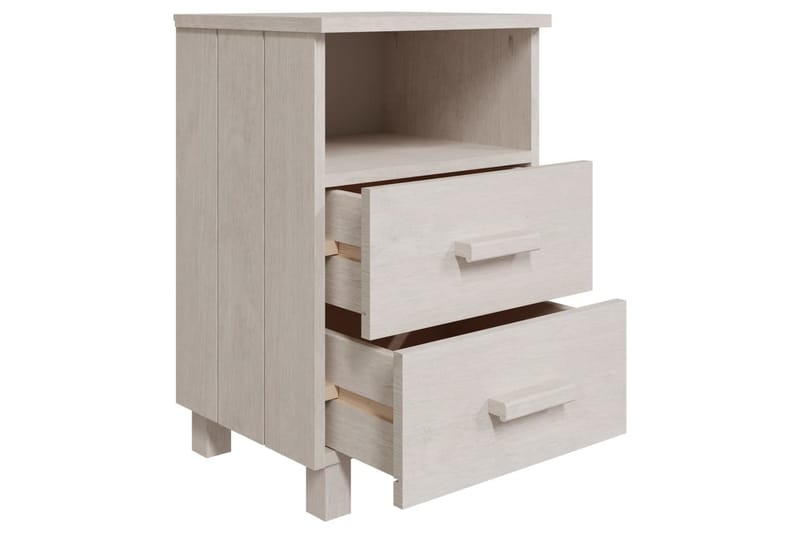 Nattbord 2 stk hvit 40x35x62 cm heltre furu - Hvit - Sengebord & nattbord