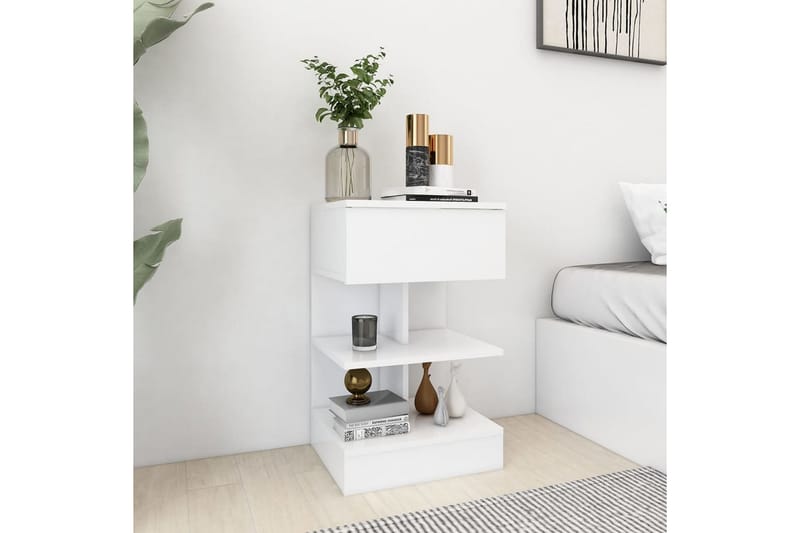 Nattbord 2 stk hvit 40x35x65 cm sponplate - Hvit - Møbler - Bord - Avlastningsbord - Sengebord & nattbord