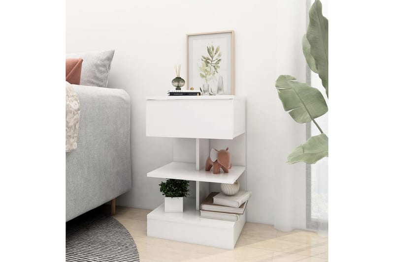 Nattbord 2 stk hvit 40x35x65 cm sponplate - Hvit - Møbler - Bord - Avlastningsbord - Sengebord & nattbord