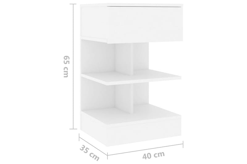 Nattbord 2 stk hvit 40x35x65 cm sponplate - Hvit - Møbler - Bord - Avlastningsbord - Sengebord & nattbord
