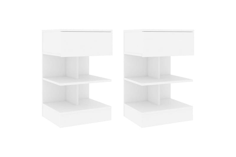 Nattbord 2 stk hvit 40x35x65 cm sponplate - Hvit - Møbler - Bord - Avlastningsbord - Sengebord & nattbord