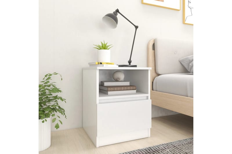 Nattbord 2 stk hvit 40x40x50 cm sponplate - Hvit - Møbler - Bord - Avlastningsbord - Sengebord & nattbord