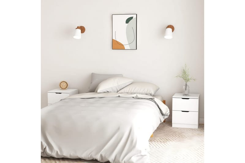 Nattbord 2 stk hvit 40x40x50 cm sponplate - Hvit - Møbler - Bord - Avlastningsbord - Sengebord & nattbord